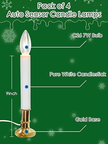 Miniatura 9 de Luces eléctricas para ventana con sensor automático, lámparas de vela del atardecer al amanecer con base chapada en níquel, luces de ventana