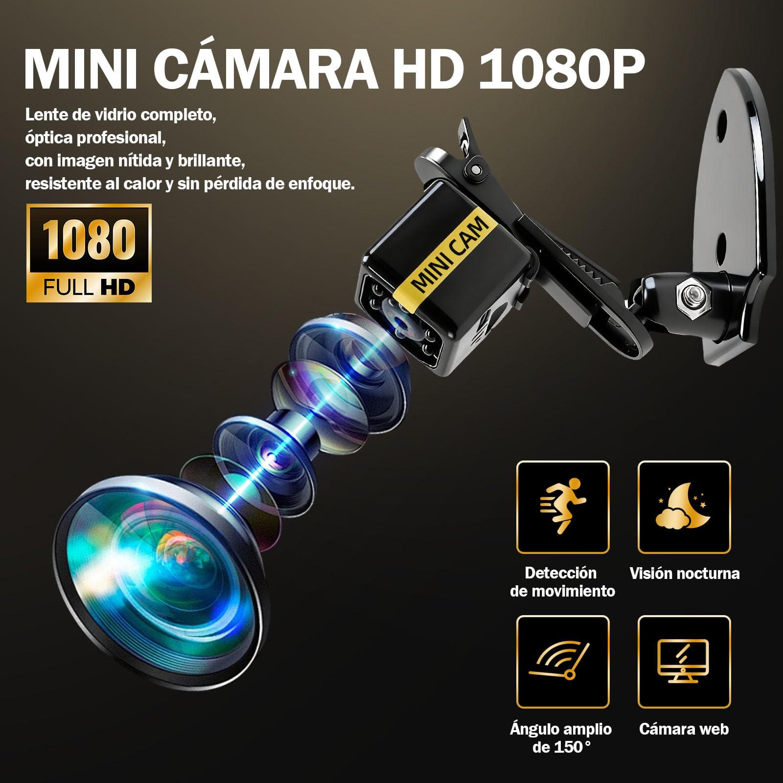 Mini Camara Espia, Cámara Oculta Camufladas Invisiable HD 1080P, Automática Visión Nocturna y Detección de Movimiento, Cargar Mientras graba,Graba en Bucle, Sin WiFi ni App, para Interiores/Exteriores - 2