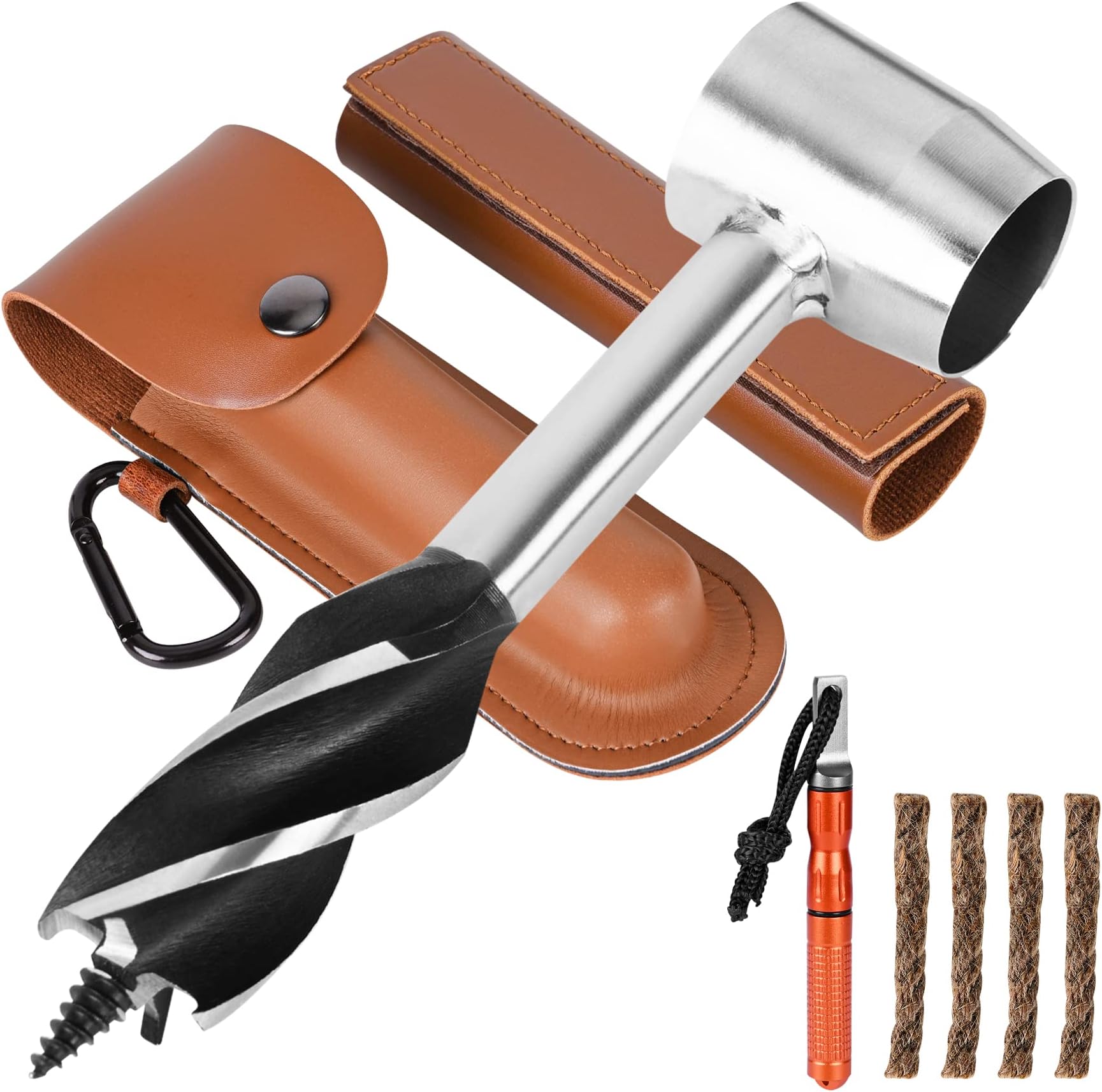 Bushcraft Hand Auger Wrench Bushcraft Gear and Equipment Settlers Wrench Survival Tools Scotch Eye Wood Auger Drill Peg and Manual Hole Maker Multitool for Outdoor Backpacking Camping Bushcrafting