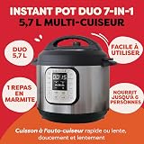 Instant Pot Duo 60, 7-in-1 Multifunction Pressure Cooker – Pressure Cooker, Rice Cooker, Fryer, Yoghurt Maker, Steamer and Plate Warmer – Stainless Steel, 5.7 L - 2
