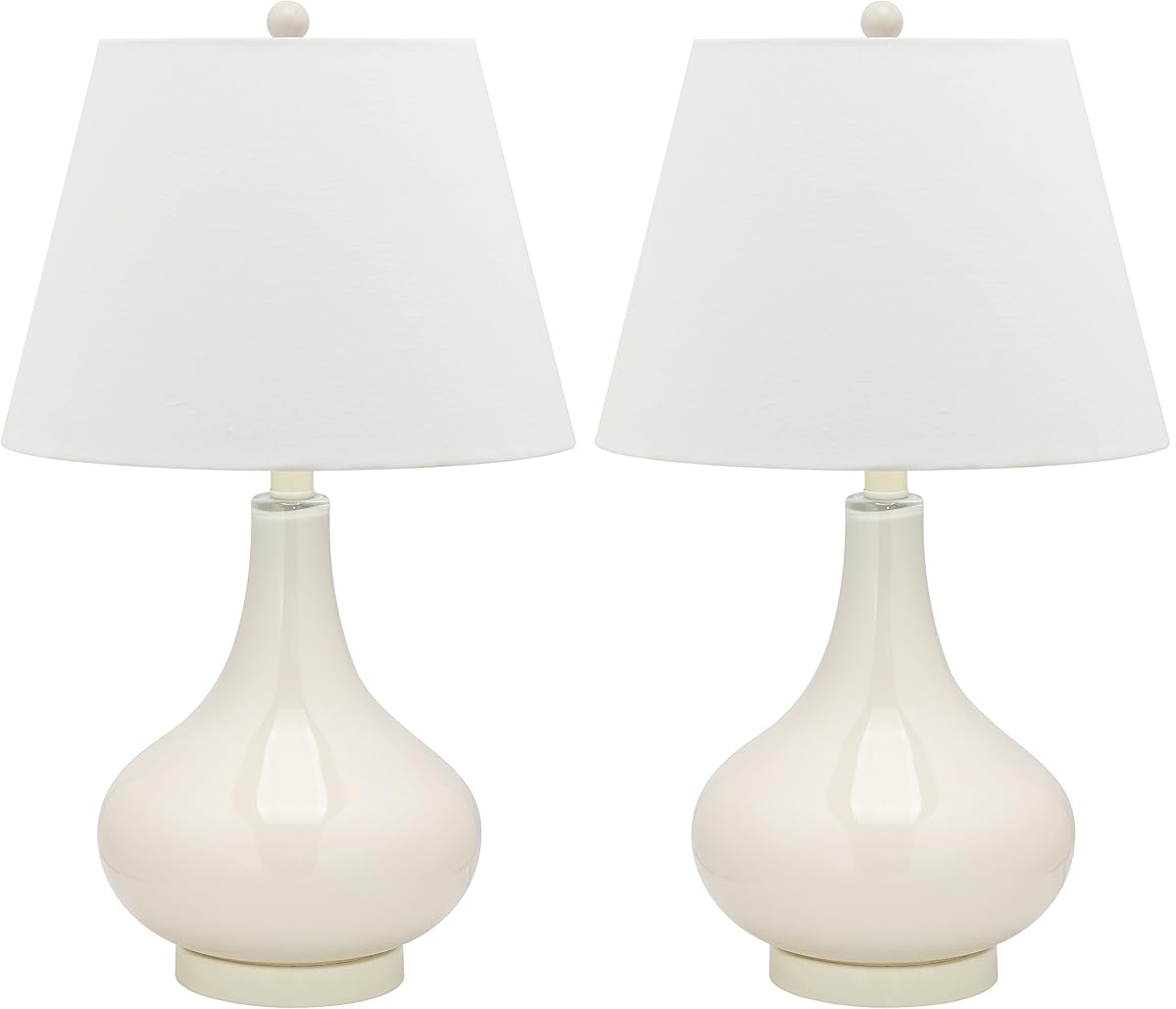 SAFAVIEH Lighting Collection Amy Modern Contemporary White Gourd Glass 24-inch