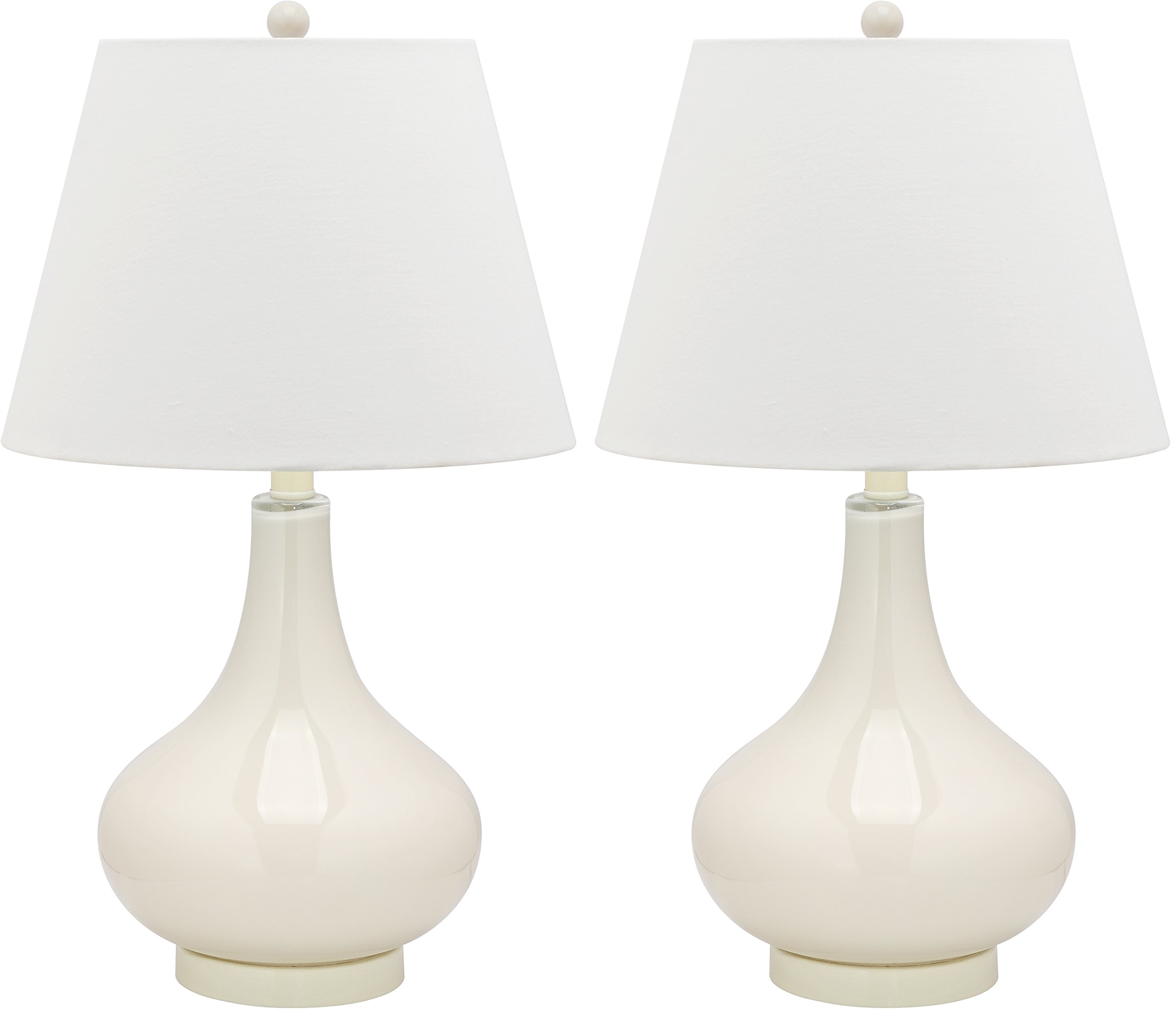 Lighting Collection Amy Modern Contemporary White Gourd Glass 24-inch Bedroom Living Room Home Office Desk Nightstand Table Lamp Set of 2 (LED Bulbs Included)