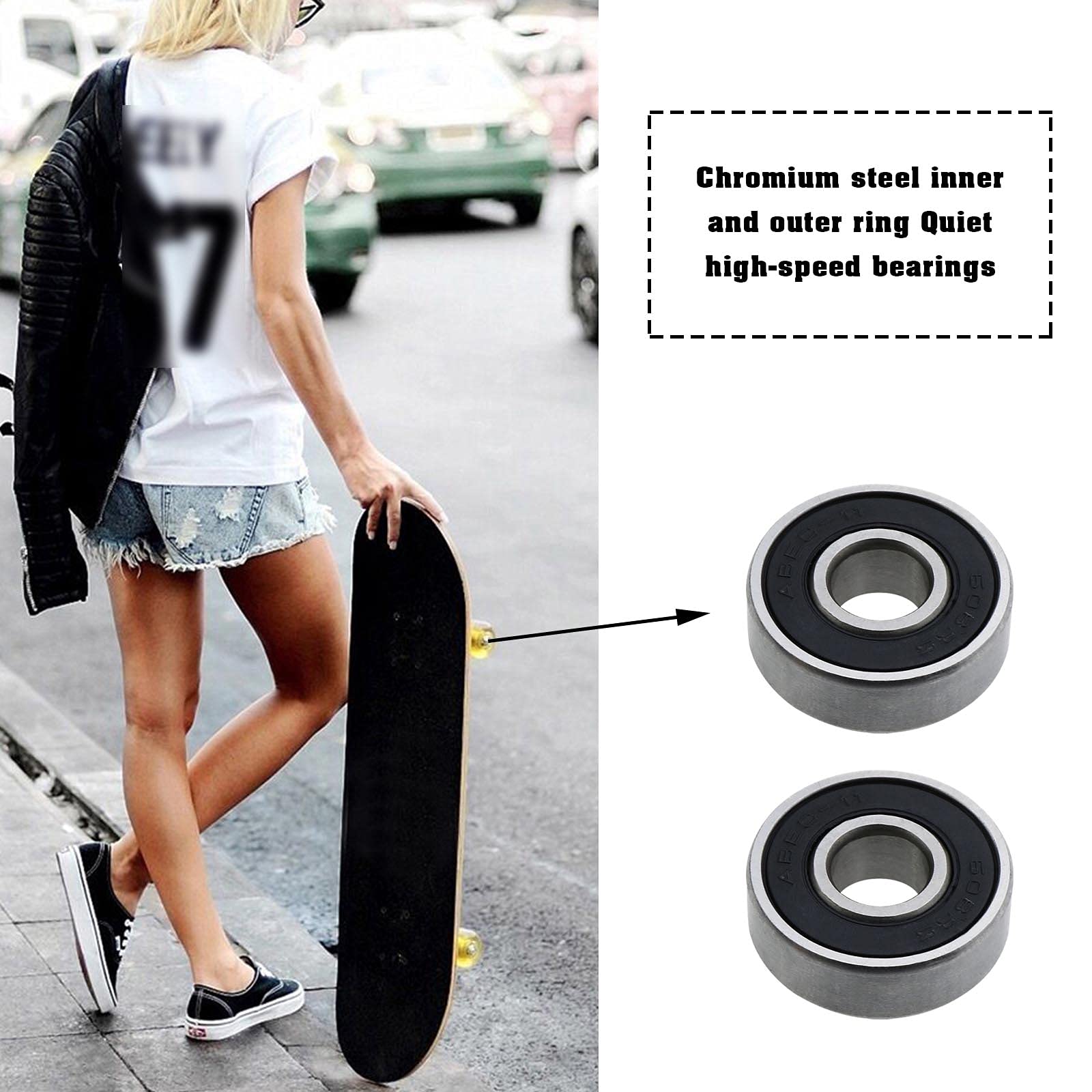 10 Cuscinetti Skateboard ABEC-11 - 608RS Doppia Sigillatura, 8x22x7 Mm Per Pattini E Scooter - Foto 2