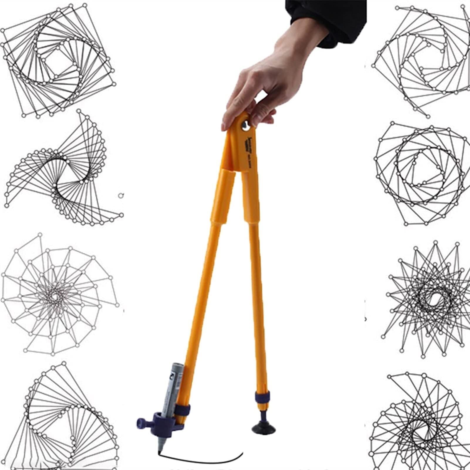 Compasso da Disegno Multifunzionale per Geometria – Strumento di Disegno Circolare in plastica Regolabile con Ventosa, Set di righelli e Materiale Scolastico