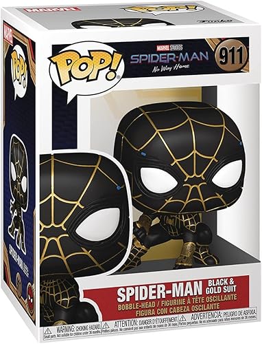 Miniatura 3 de Spider-Man POP Marvel No Way Home - Spiderman en negro y dorado Suit Funko Pop! Figura de vinilo (paquete con funda protectora compatible con Pop