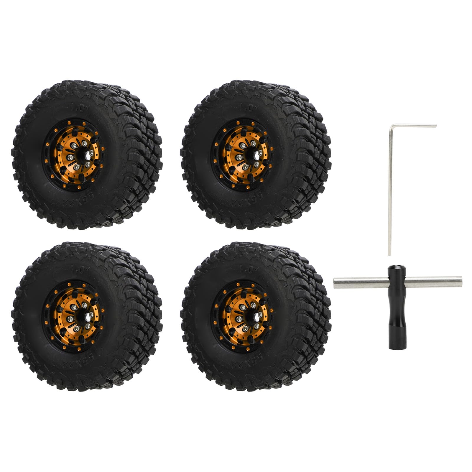4PCS RC Koło samochodowe opony aluminium gumka RC ujemne koła przesunięte dla 1/18 1/24 RC Crawler (Złoto)