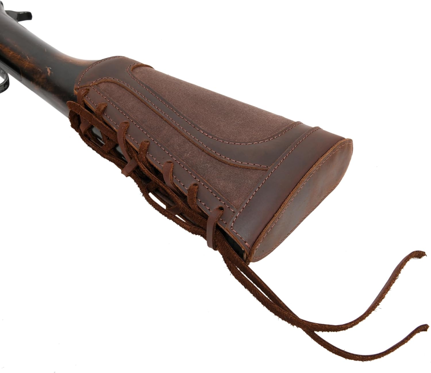 WAYNE'S DOG Canvas Leather Recoil Reducing Pad Stock Extension Cover Buttstock Cheek Rest with Rifle Shell Holder