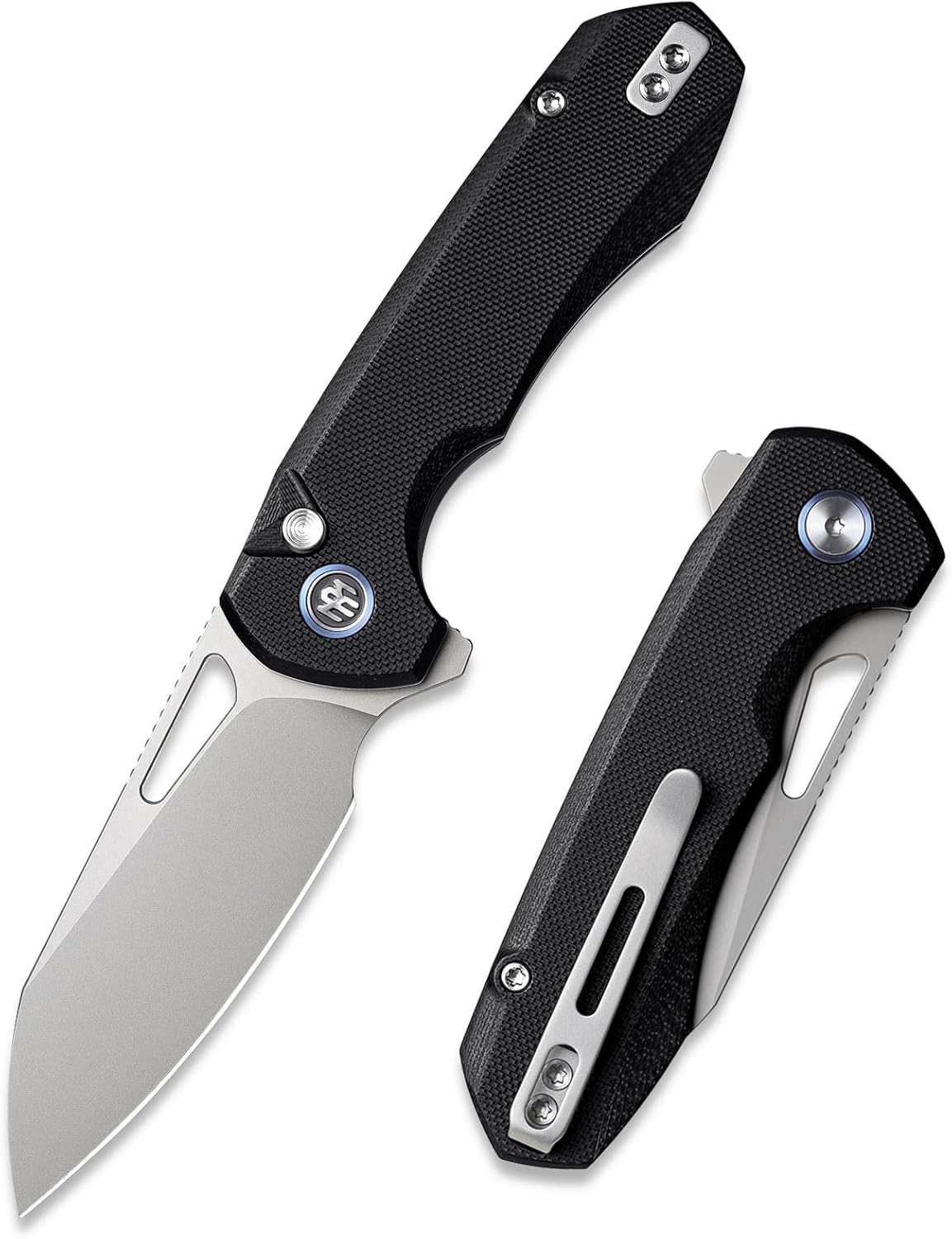 REMETTE RT-CAMEL Folding Pocket Knife, Button Liner Lock - 3.1" D2 Steel Blade, Green G10 Handle EDC Knife with Reversible Pocket Clip, Sharp Knife for Hiking Camping, Men & Women - RTB1