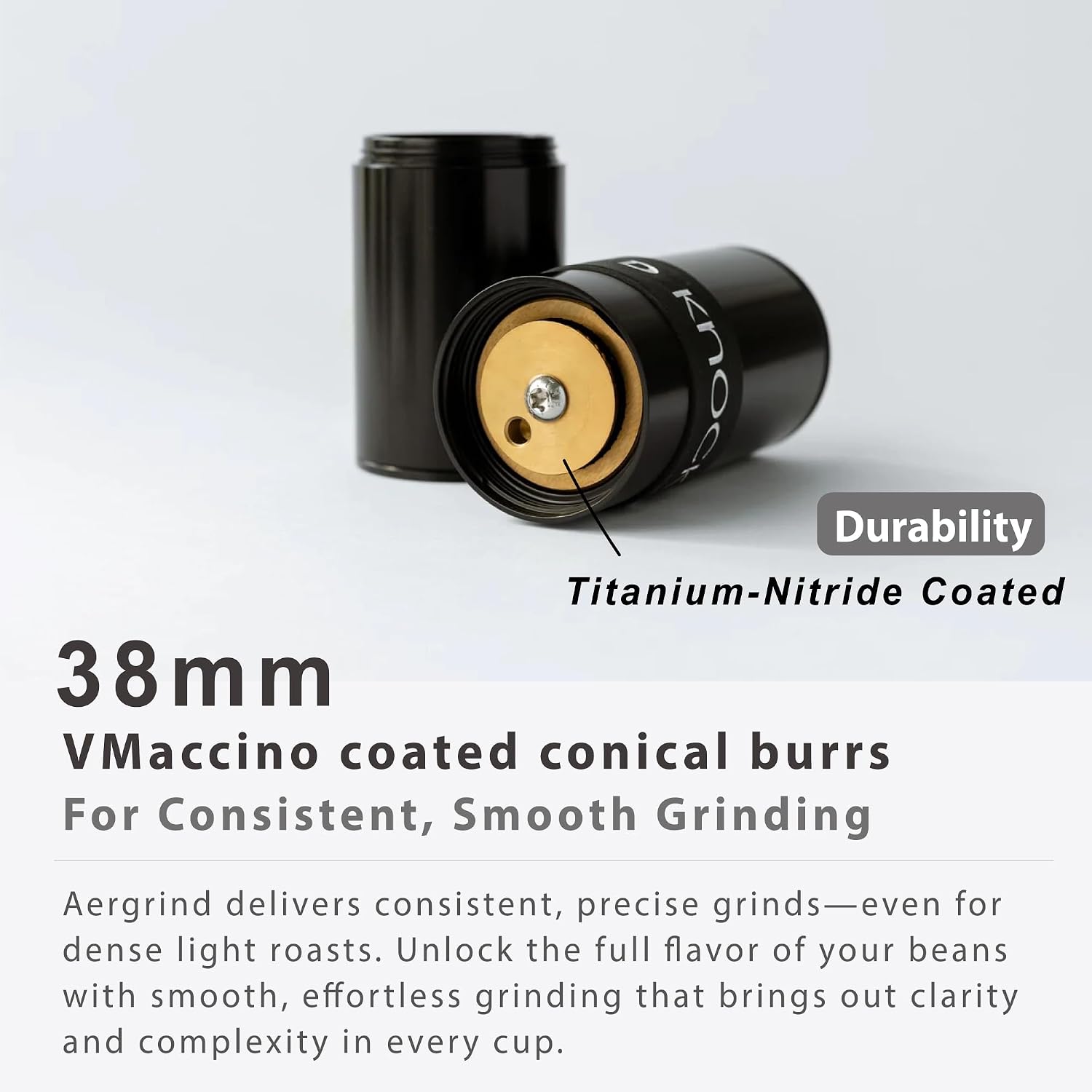 Aergrind Stepless Manual Coffee Grinder, 38mm Pro Burr, Top Dial Adjustment, Foldable Handle, Ultra-Portable Design for Espresso, Aeropress, Pour Over, Travel & Office, Black