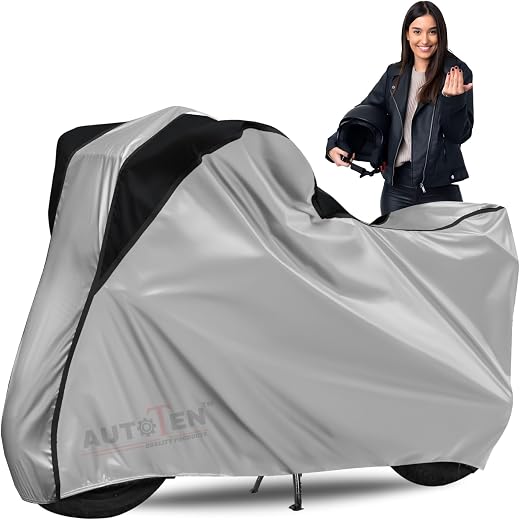 Bike Body Cover Full Body Cover with Waterproof, Dust Proof, UV Rays Protective, Triple Stitching &amp; Lightweight (Silver To...