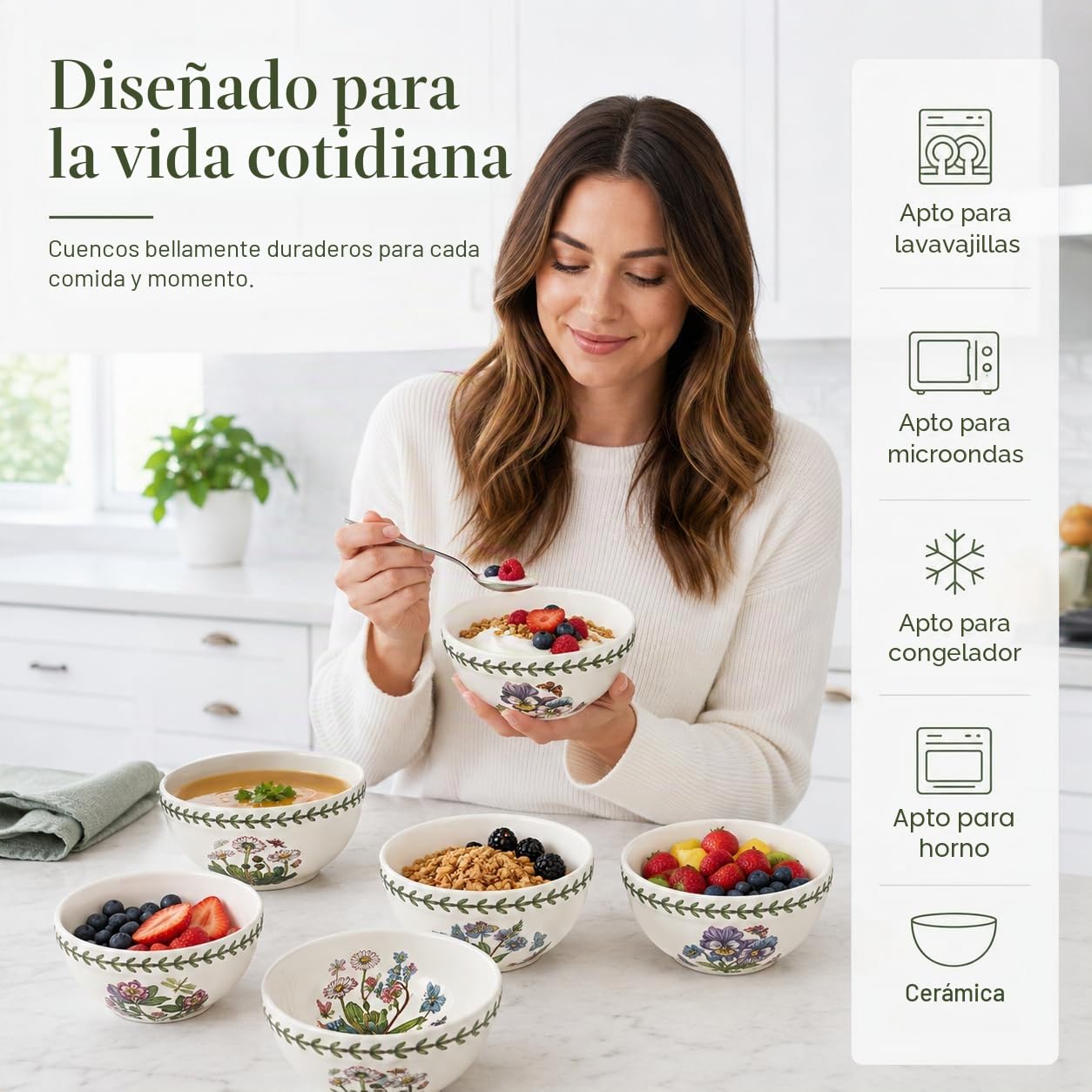 Portmeirion Botanic Garden - Cuenco apilable (14 cm, 6 unidades), diseño de sopa