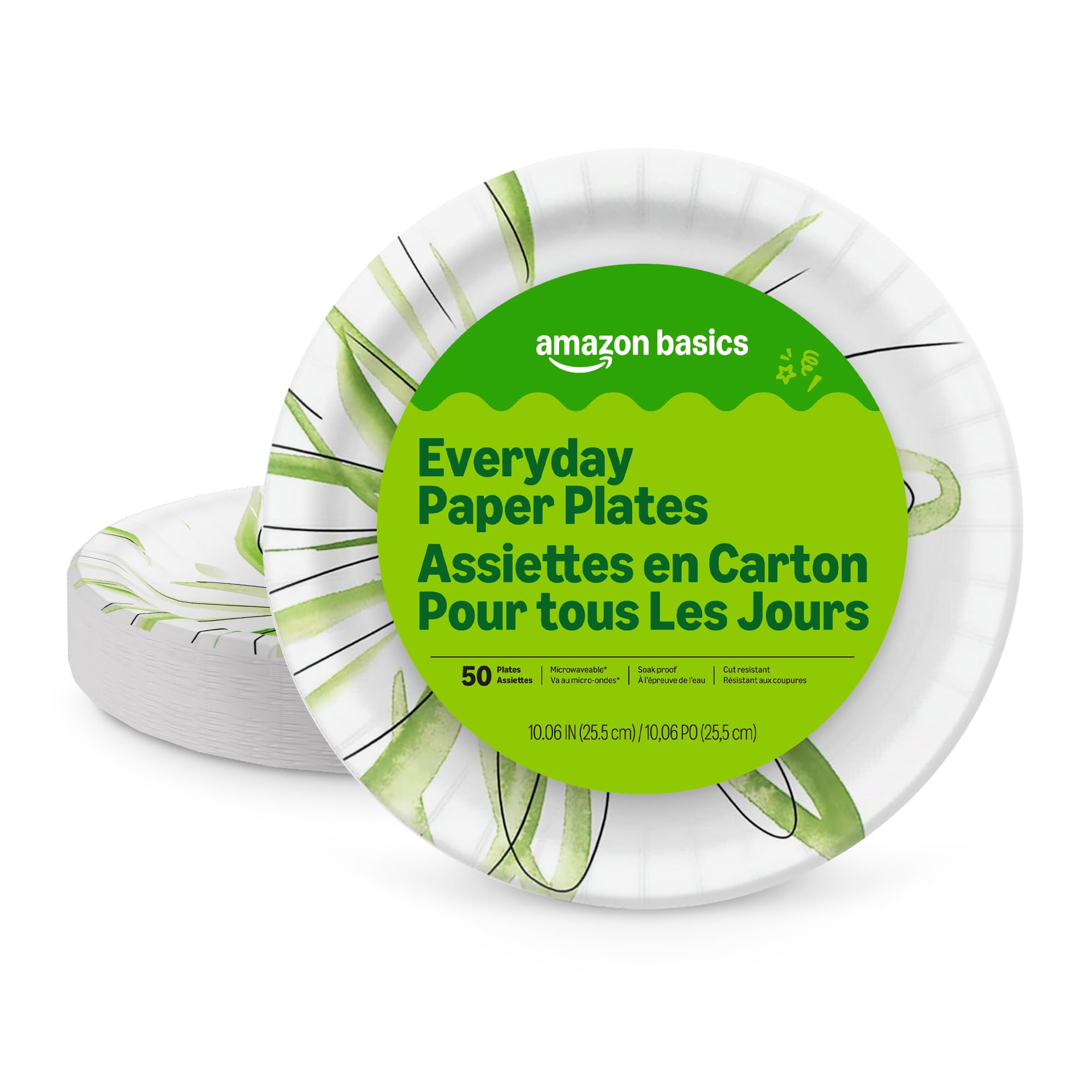Amazon Basics Everyday Paper Plates 10 Inch Disposable 50 Count