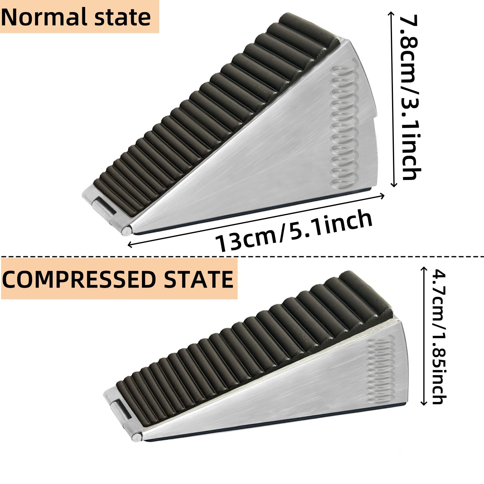 Heavy Door Stop, Heavy Duty Stainless Steel Spring Door Stopper, Tall Door Weight Up to 3 Inch, Non-Slip Rubber Grip - Image 4