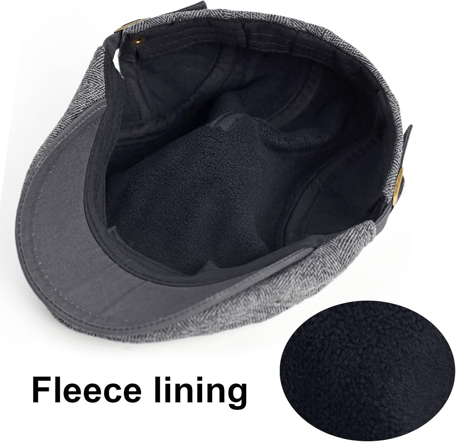 Men's Herringbone Tweed Newsboy Cap Flat Ivy Gatsby Driving Hat