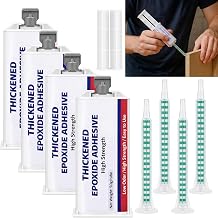 4 Sets 2 Part Epoxy 5 Minute Set Clear Glue 1.76 oz Epoxy Resin with Push Rod and Mixing Nozzle Waterproof High-Strength Structural Cure Wood Glue for Bonding Metal, Plastic, Ceramic
