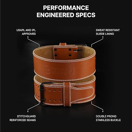 Miniatura 8 de DMoose Fitness Cinturón de levantamiento de pesas para soporte de espalda baja, cinturón de gimnasio de cuero genuino de 0.197 in de grosor para