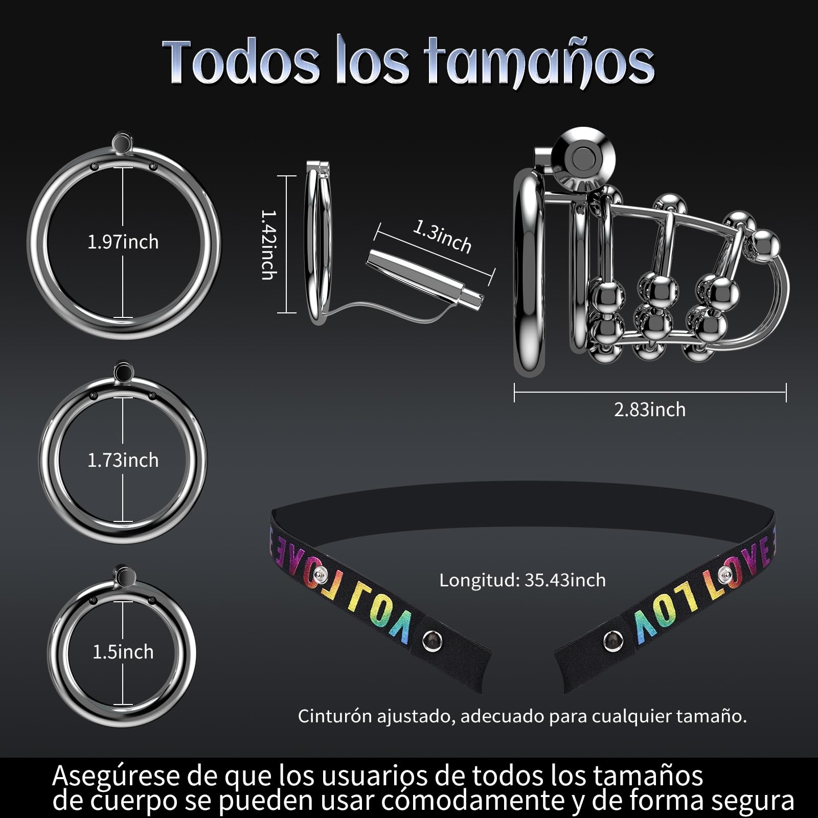 Jaulas de Pene en Bondage Juguetes Sexuales Hombre, Chastity Cage con 3 Tamaños Anillos para el Pene, Cinturón de Castidad y Sonda Uretral, BDSM Jaula Castidad Juguetes Eróticos para Pareja Sexuales