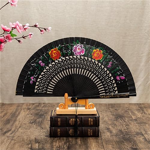 Miniatura 7 de Abanico plegable de madera pintada de madera española para fiesta, ventilador de mano, decoración clásica para el hogar, regalo de manualidades,
