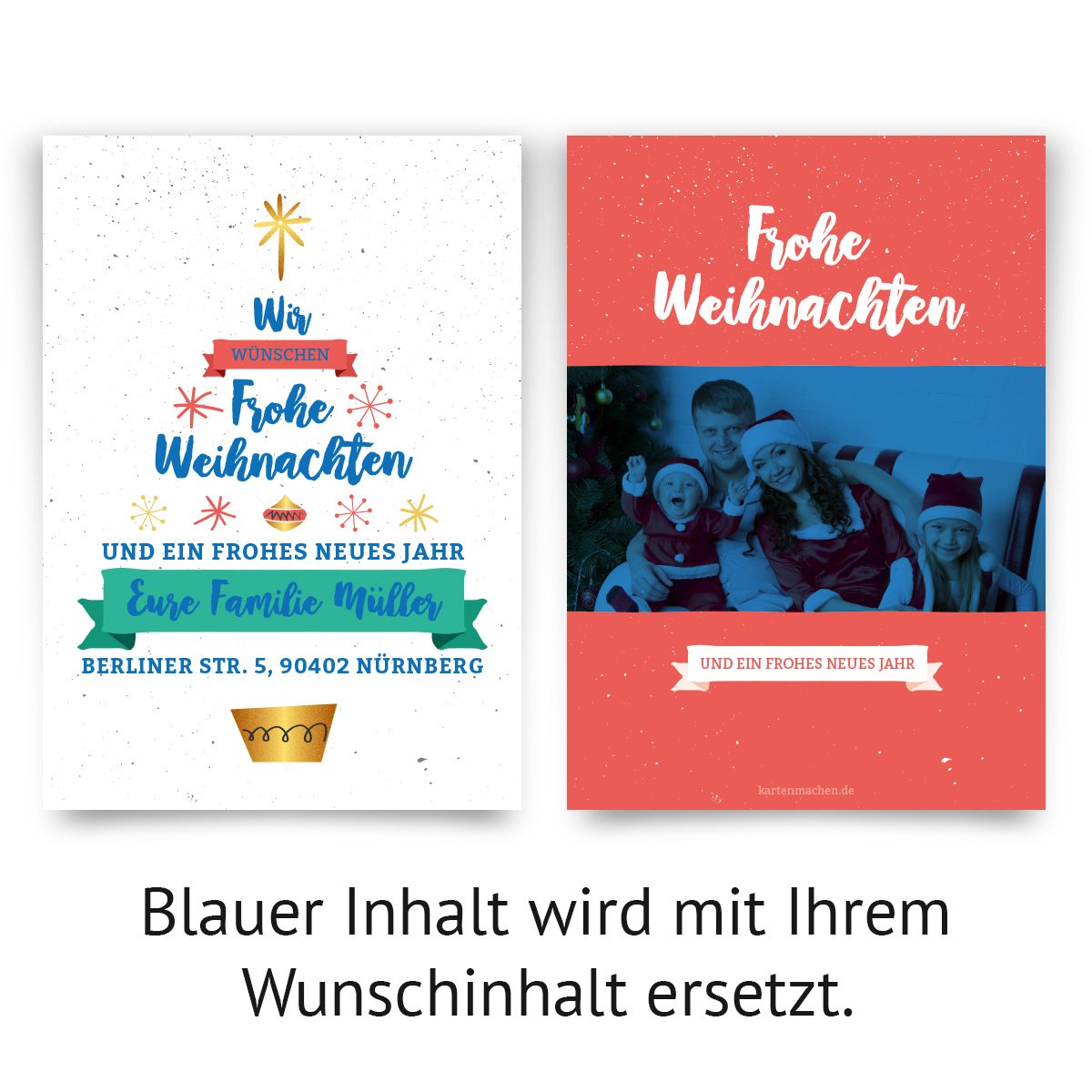 Weihnachtskarten (50 Stück) - Weihnachtsbaum - Grußkarten Weihnachtsgrußkarten