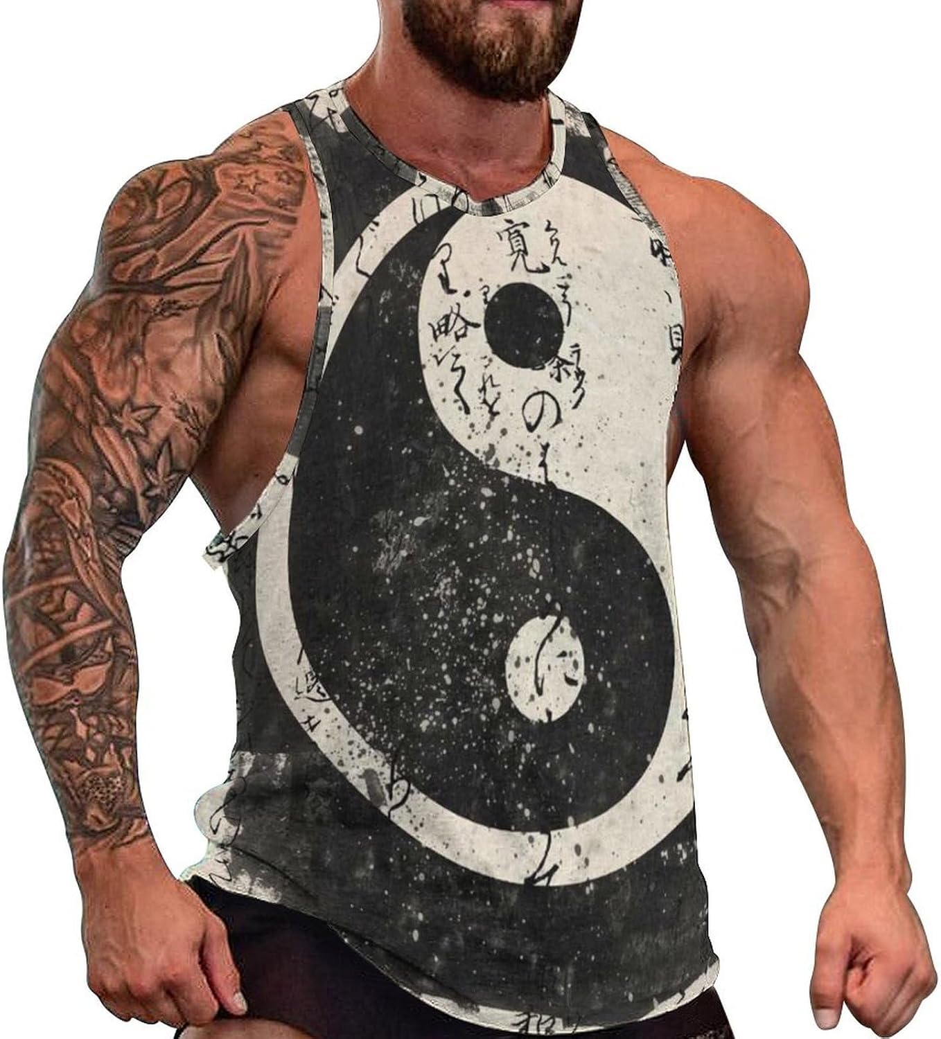 Ying and Yang Mens Tank Tops Sleeveless Muscle Shirts Beach Casual Gym Shirt Vest Tee Tops