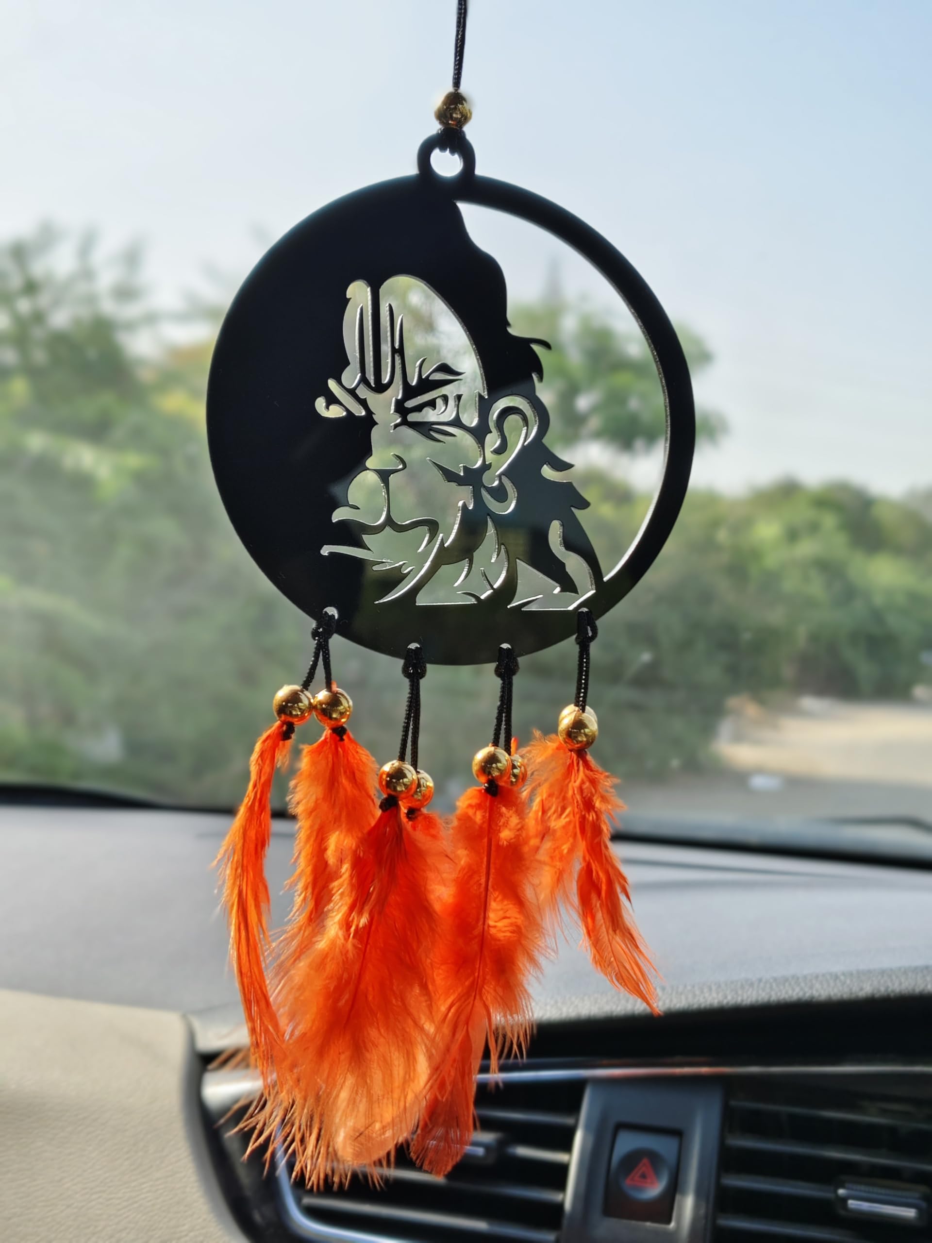 Dream Catcher Lord Hanuman Glossy Black Acrylic Decorative Hanging Ornament for Car Hanging Ornament-image-6