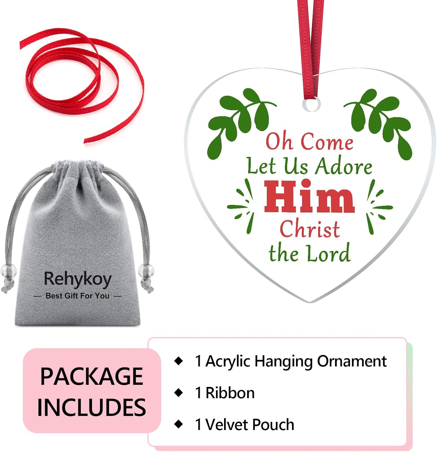 Christian Gifts for Women Men Christmas Ornament Religious Gifts for Christians Bible Verse Gift Baptism Faith Present Inspirational Present for Women Easter Prayer Gift Acrylic Hanging Ornament - Image 7