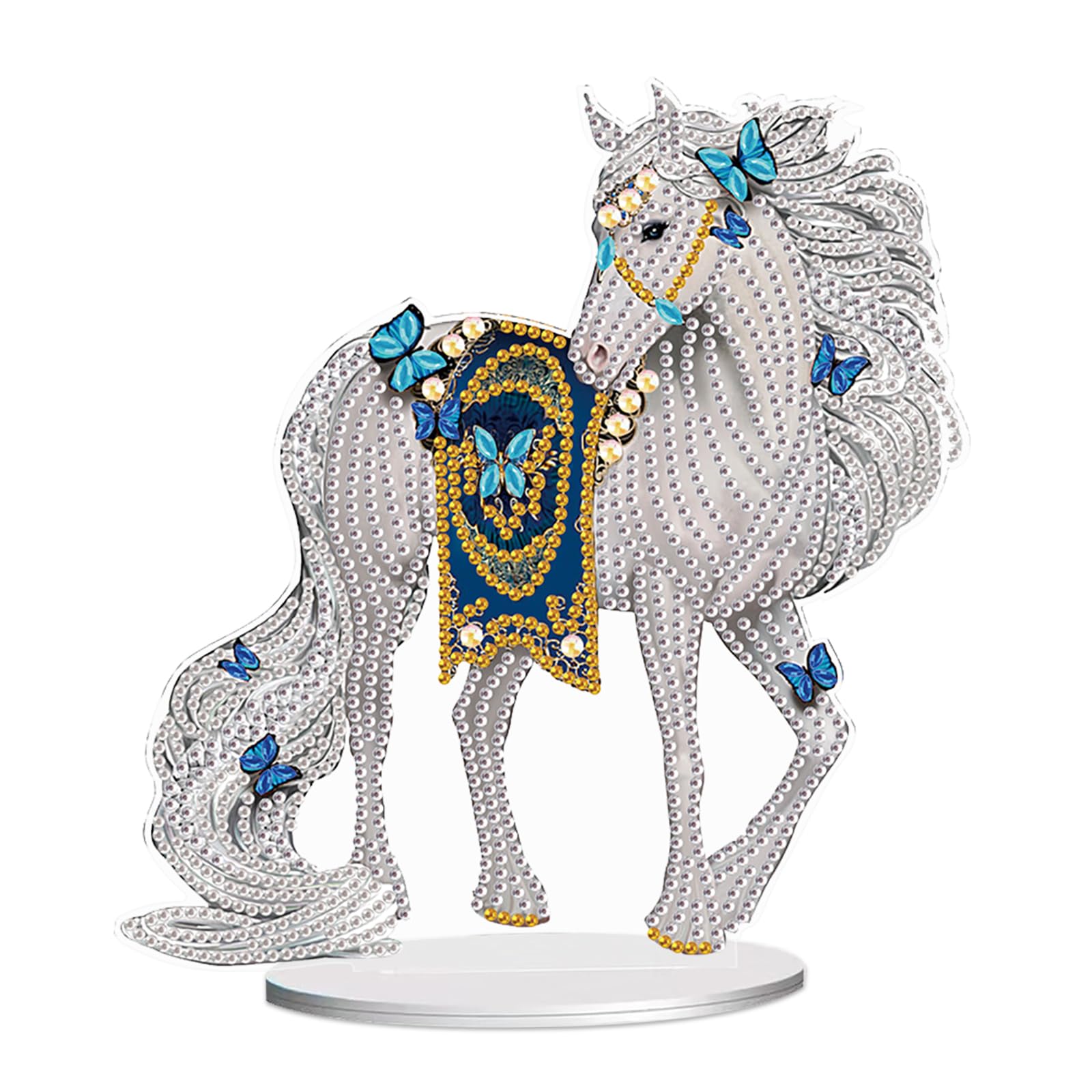 JISHSHAY Diamond Art Desk Ornaments Diamond Painting Desktop Decoration Gem Art Table Top Decorations Gem Painting Table Ornaments Mosaic Kits for Adults Desk Top Kits with Special Shape Horse