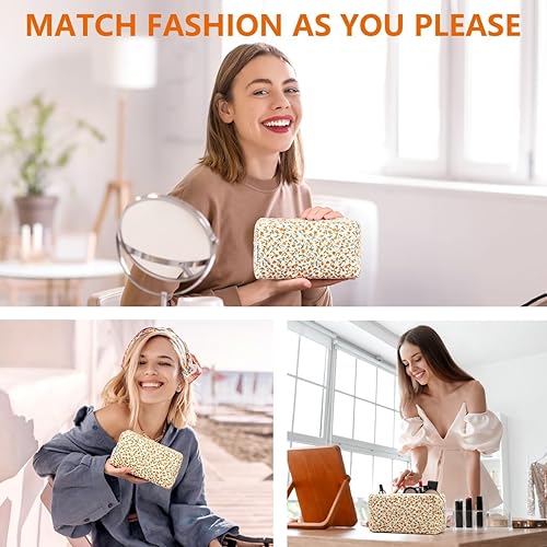 Miniatura 10 de LYSANDE Bolsa de maquillaje acolchada floral Puffy, Neceser Tote, Cosméticos Bolsa, Bolso de cosméticos floral, 2 flores rojas, Bolsa de maquillaje