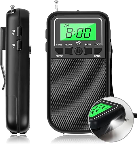 Radio portátil AM FM SW, radio transistor con linterna LED, radio a batería 2AA para recepción de largo alcance, radio Walkman de bolsillo de