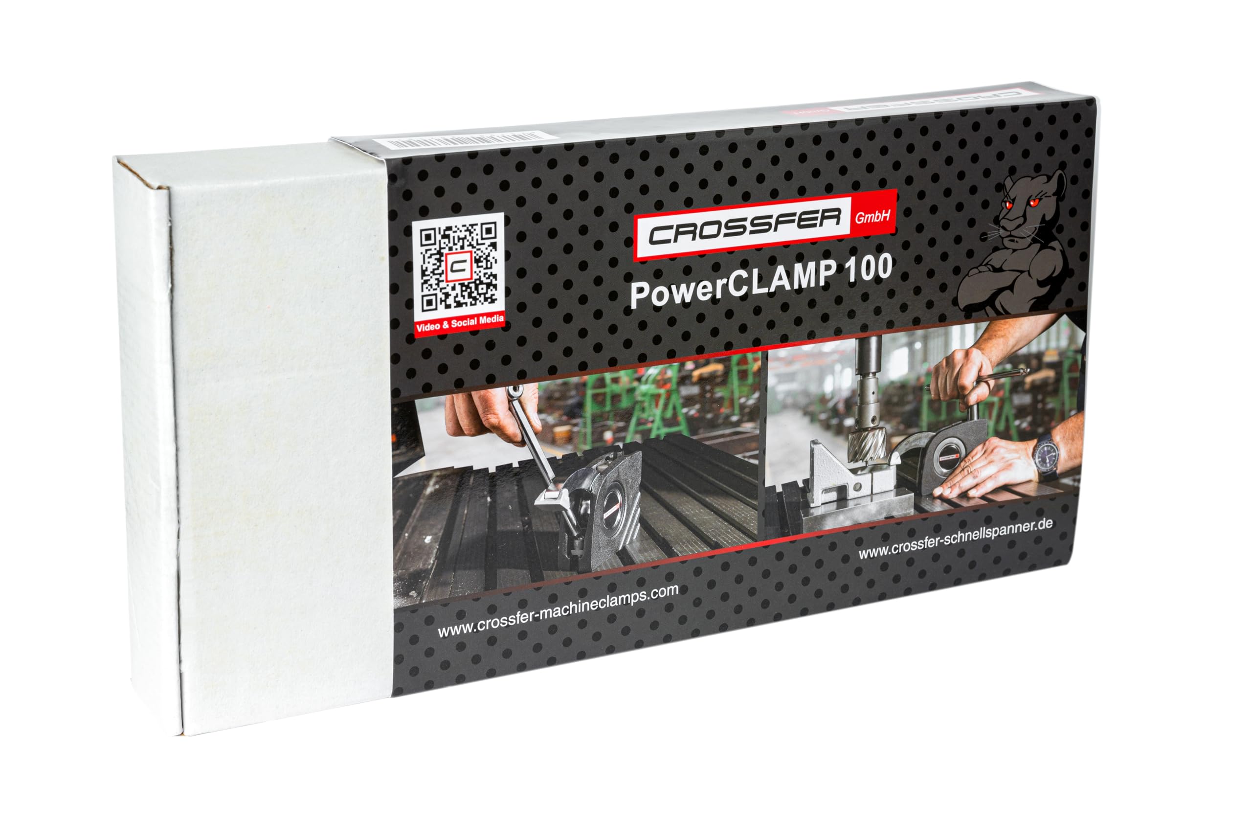 Maschinentischspanner PowerCLAMP 100 | Kompaktspanner | Spannelement | Schnellspanner | Inklusive Klemmschuhen, Schlüssel und T-Nutenstein | CROSSFER®