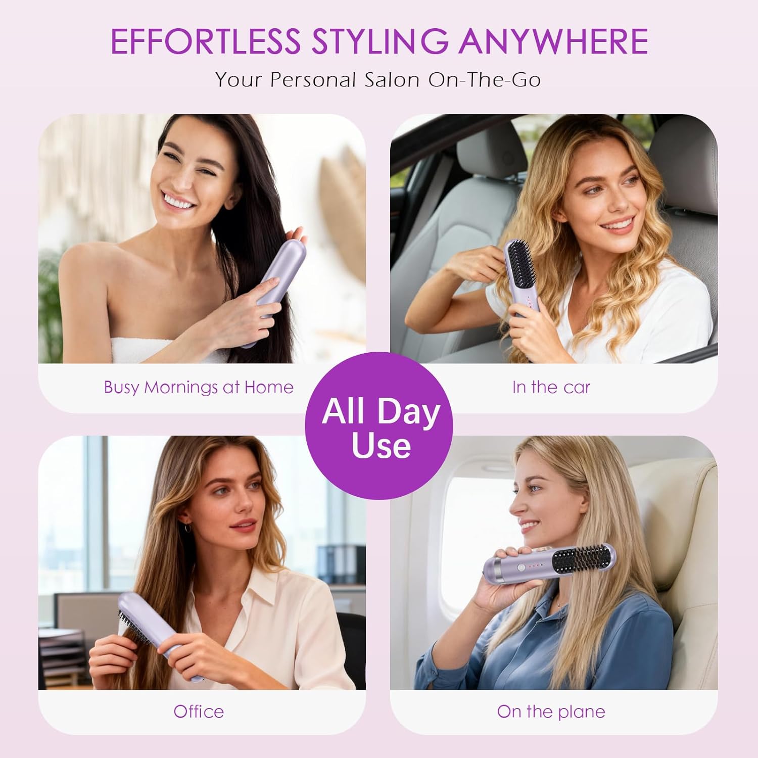 New Go Brush Pro 2026 Cordless Hair Straightener Brush, 280M Dual-Pole Ions, 1-Min MCH Fast Heat, 4000mAh 45-Min Runtime,TSA Mini& Travel,Auto Shut-Off,121 Teeth For Anti-Scald Frizz-Free Salon Smooth