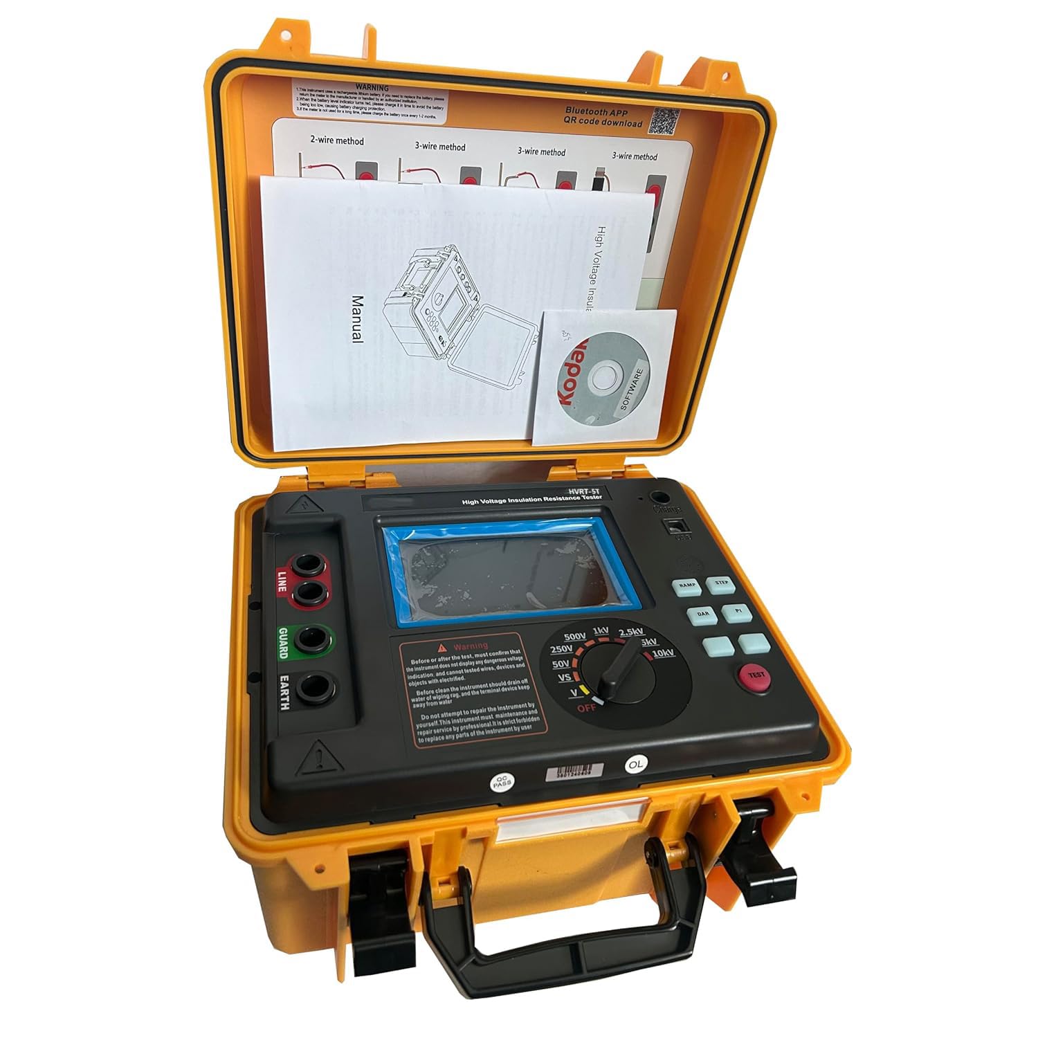 Insulation Resistance Gauge High Voltage Insulation Resistance Tester Meter 10Kv Insulation Tester with Insulation Resistance Range 0.50MΩ to 5.00TΩ Rated Voltage 250V 500V 1KV 2.5KV 5KV 10KV