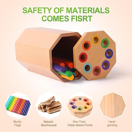 Miniatura 6 de Juguetes Montessori para niños de 1 a 3 años palos de clasificación de colores de aprendizaje de madera, juguetes para niños pequeños de 1 a 3 años,