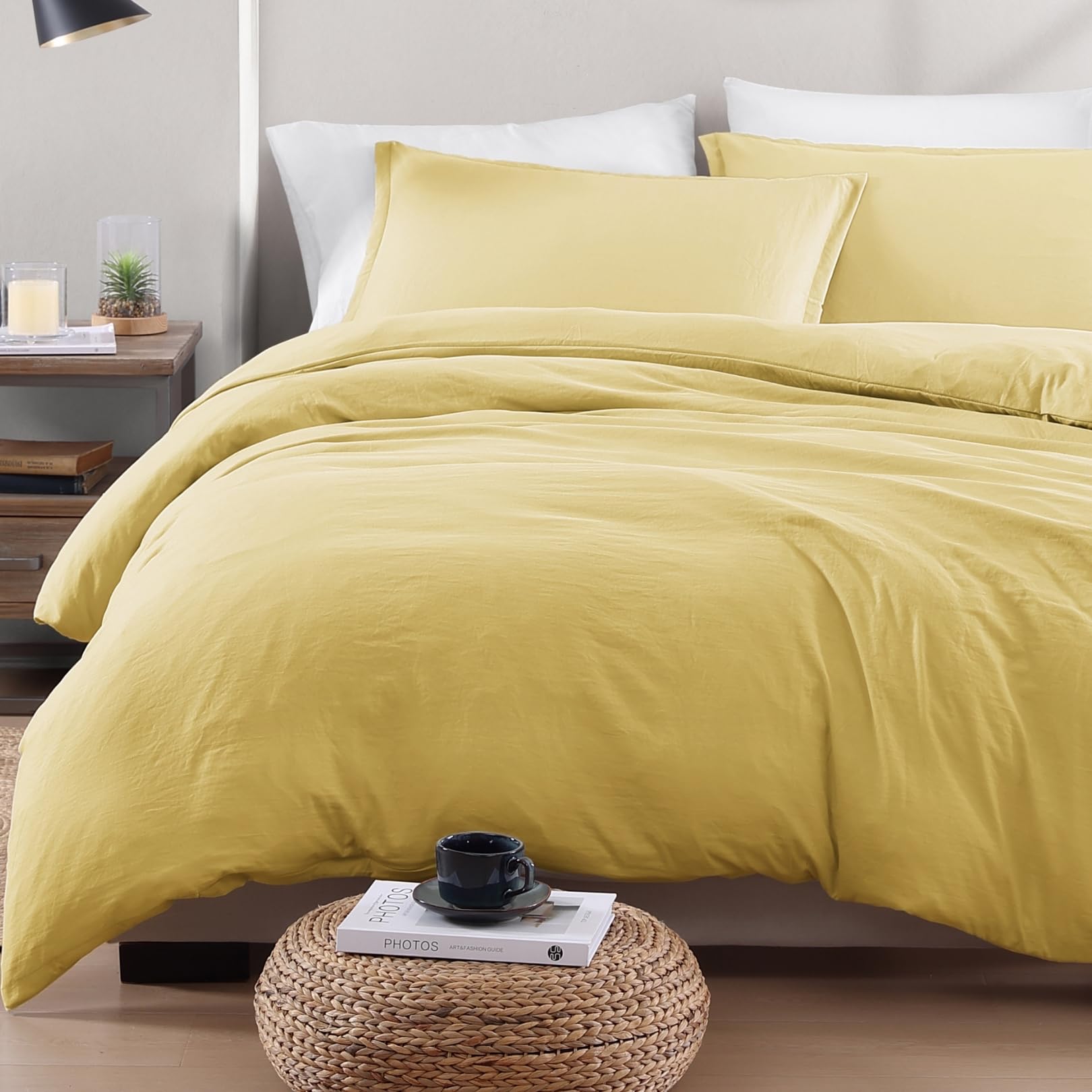 LANE LINEN 4-Piece King Bedding Set - Pre-Washed Microfiber Duvet Cover, Fitted Sheet, and Pillowcase – Cozy and Durable (Cocoon)