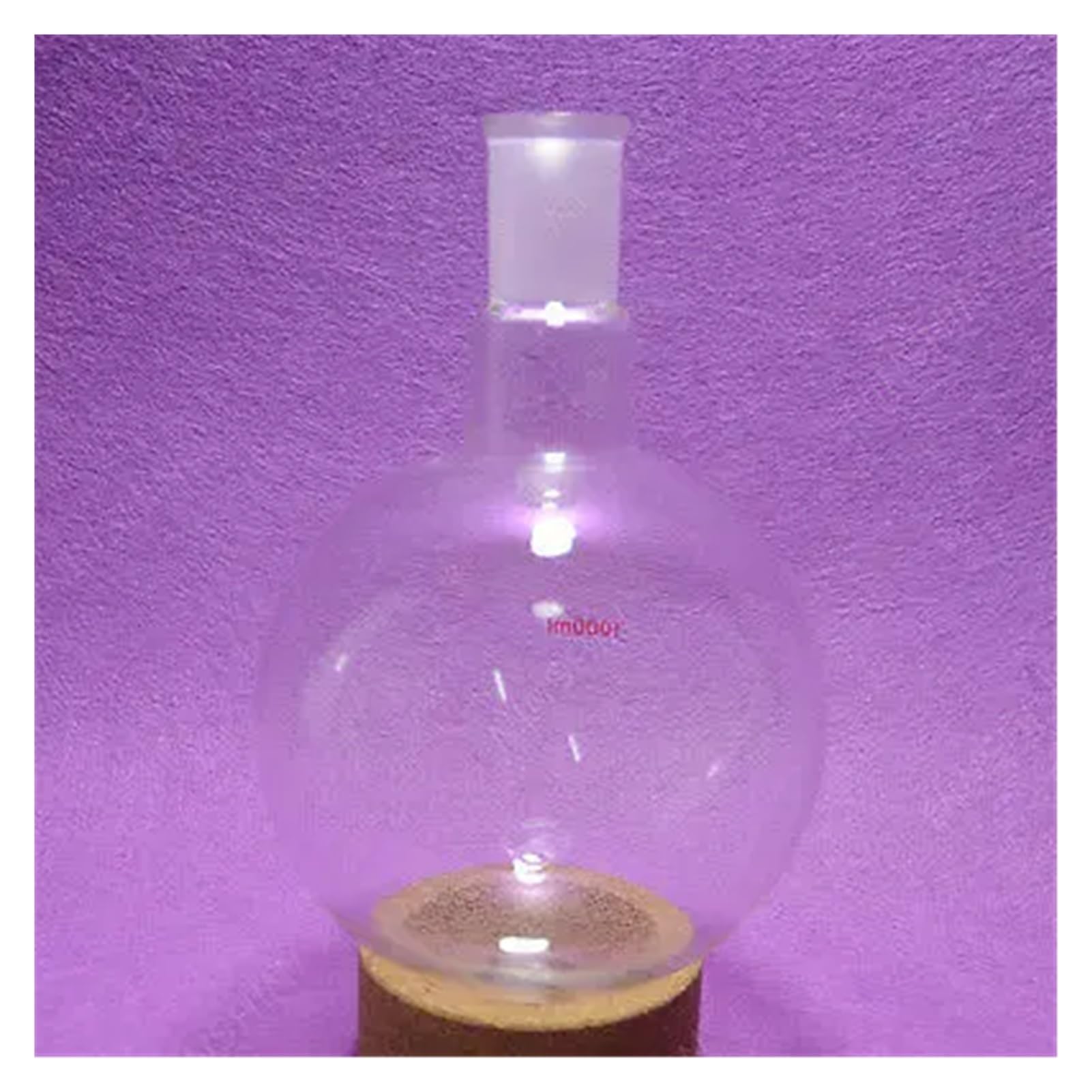 Matraz aforado de borosilicato, Matraz de Vidrio de Fondo Redondo de 1000 ml, 24/40, de una Boca, 1 L, de Pared Gruesa, de un Solo Cuello