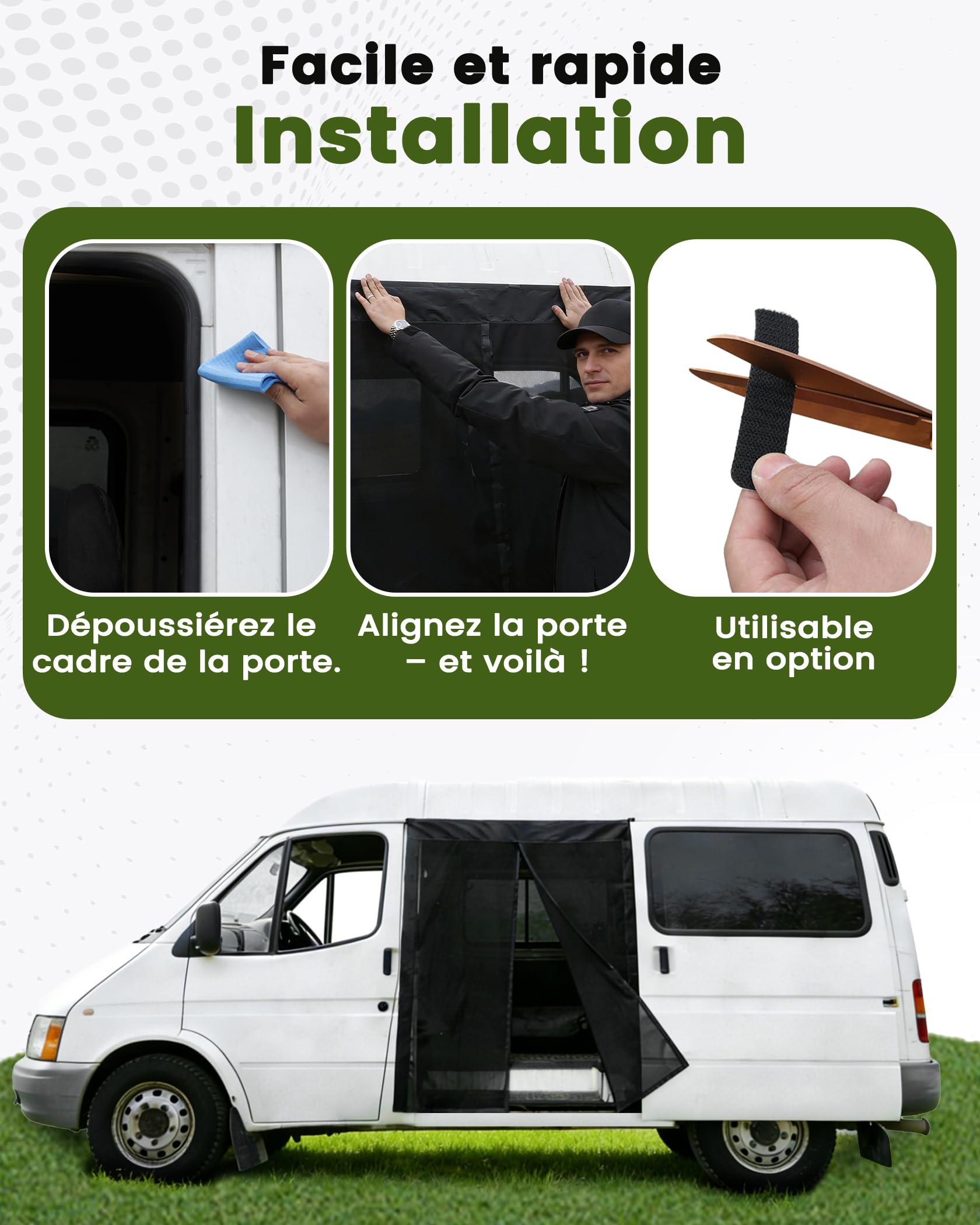 210x150cm (H x L) Moustiquaire Magnétique, Moustiquaire Porte pour Portes Latérales et Arrière, avec Fermeture Magnétique – Idéal pour Les Fourgons, Camping-Cars et Le Camping en Plein Air