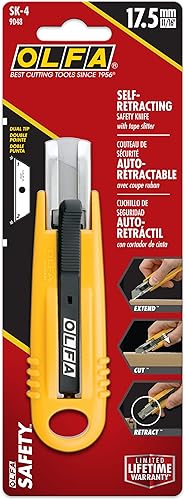 Miniatura 3 de OLFA Cuchillo utilitario de seguridad auto-retráctil (SK-4)  Cortador de caja semiautomático multiusos con hoja autoretráctil y mango