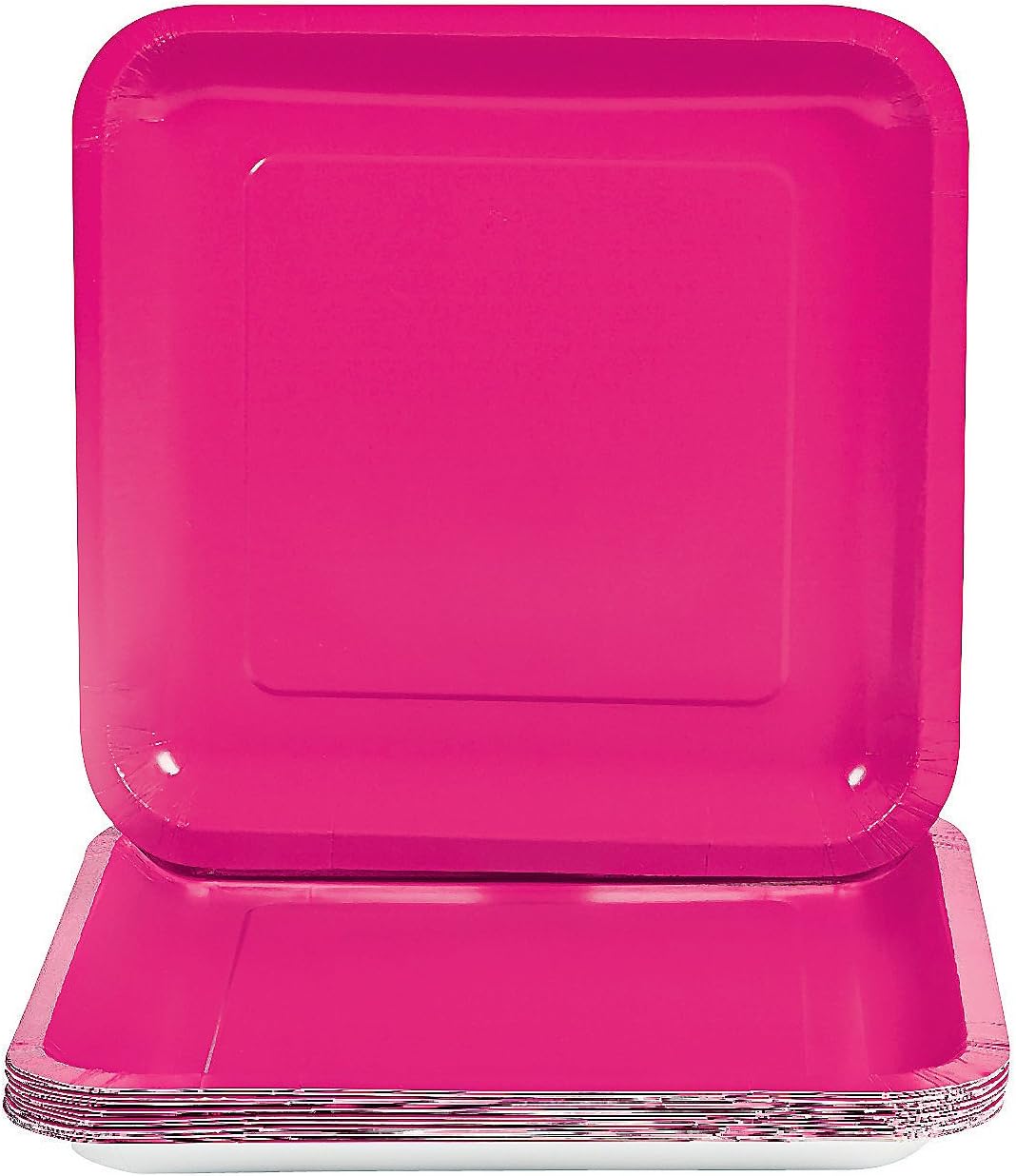Fun Express Hot Pink Square Dinner Plates (18pc) Party Supplies Solid