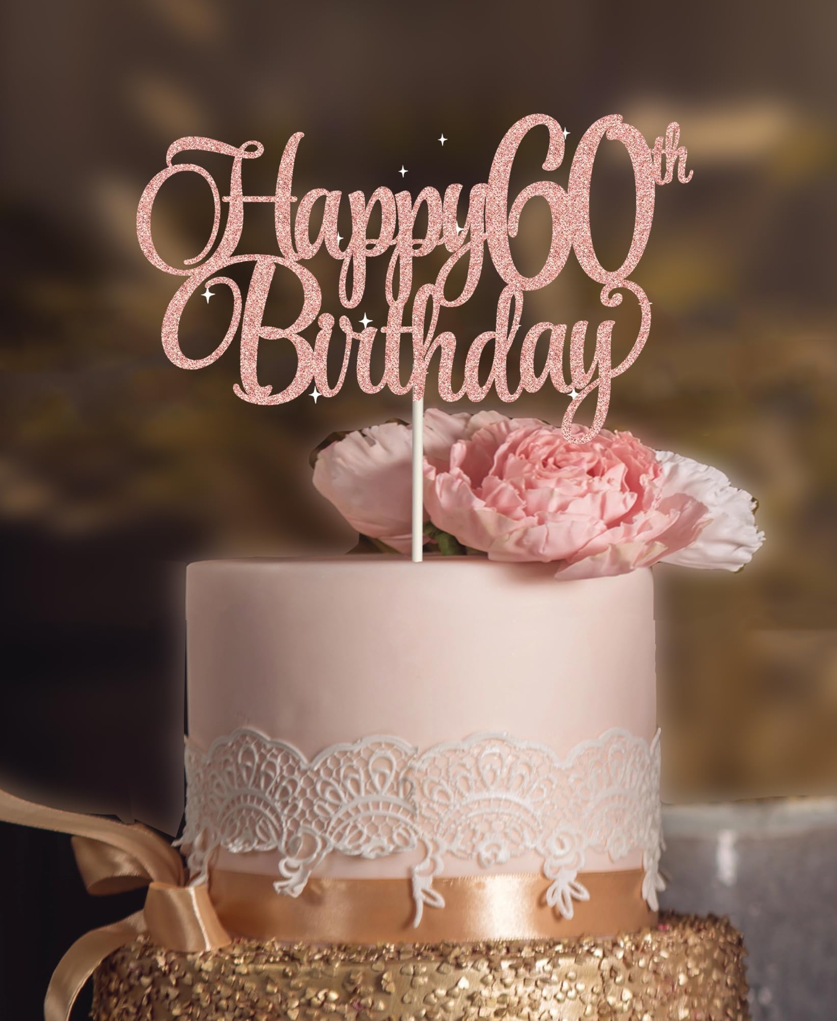 60th birthday decorations, 60th Birthday Cake Toppers PINK Glitter, 60 cake topper, 60th Birthday Cake Topper, 60 Decorations for Cake, 60 Birthday Decorations