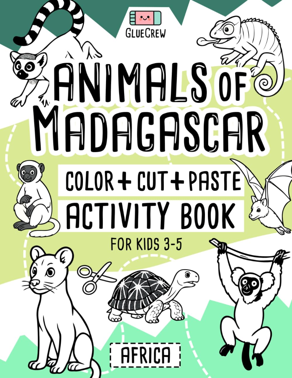 Animals of Madagascar: Color + Cut + Paste Activity Book for Kids 3–5: Fun cut-and-paste craft and scissor-skills activity book with Madagascar ... and creativity practice for kids aged 3-5