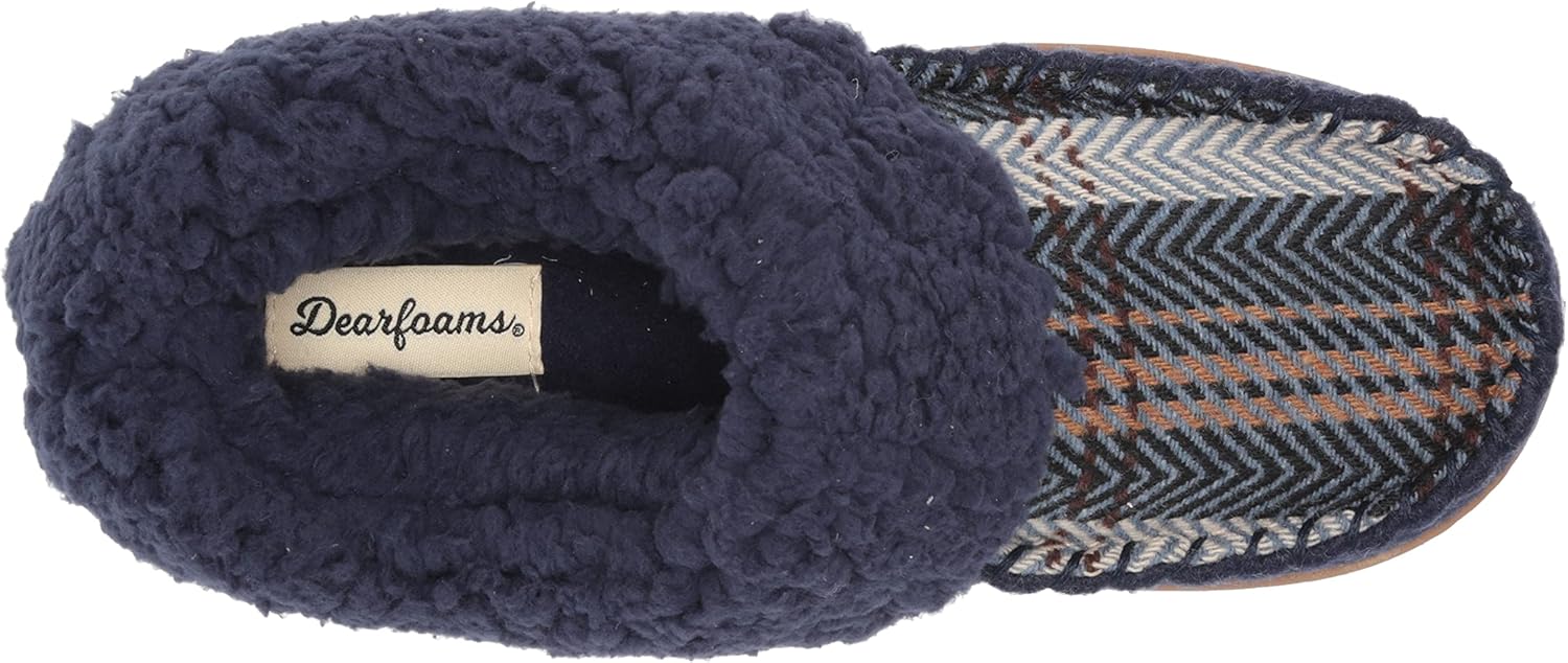 Dearfoams Women's Elaine Blanket Plaid Moc Toe Clog Slipper