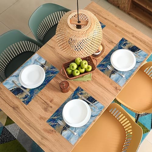 Miniatura 3 de Placemats Set of 6 Abstract Marble Illustration Fabric Placemats Square Placemat for Kitchen Table Heat Resistant, Easy to Clean Table Placemats