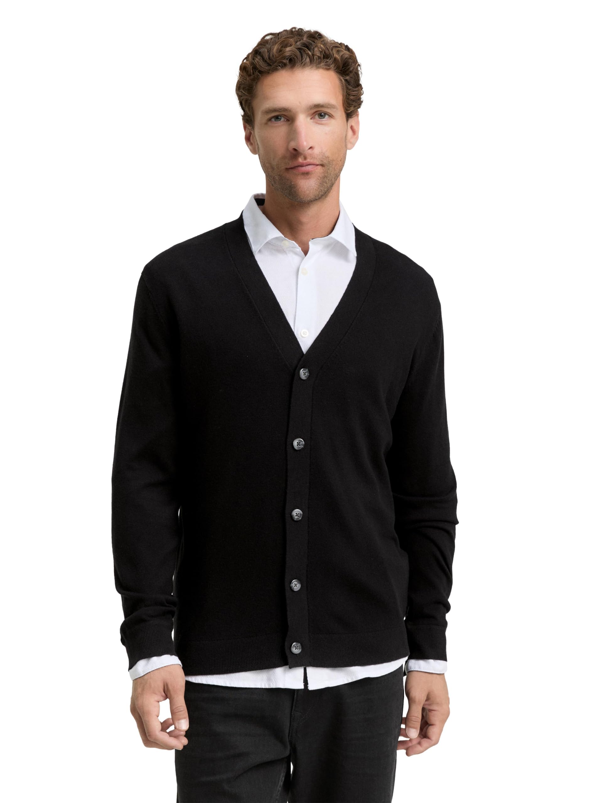 Tom Tailor Herren 1048019 Strickjacke mit Kaschmir-Anteil