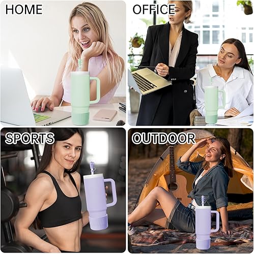 Vista 7 de NiHome 2 fundas protectoras de silicona para vaso con cubierta de popote para Stanley Quencher 40 30oz IceFlow 20 30 oz y botella Hydroflask
