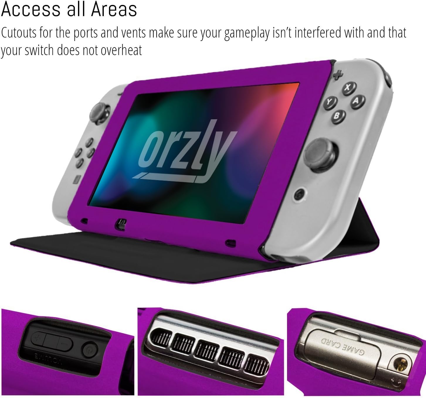 Orzly Screen Cover Stand Compatible With Nintendo Switch, PURPLE Multi-Functional Tablet Case with built-in 3-Angle Stand & Protective Lid to Protect the Screen of the Nintendo Switch Console