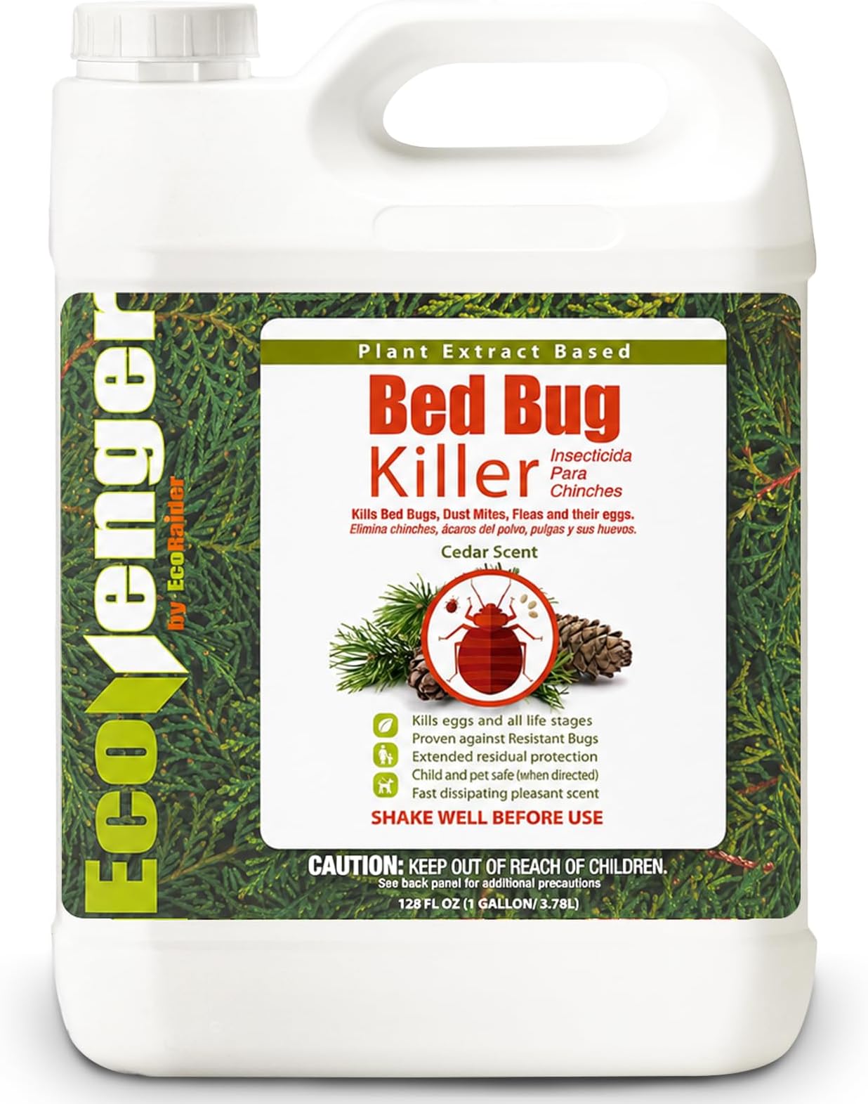 EcoVenger by EcoRaider Bed Bug Killer Spray 1 Gallon Jug, Green + Non-Toxic, 100% Kill + Extended Protection