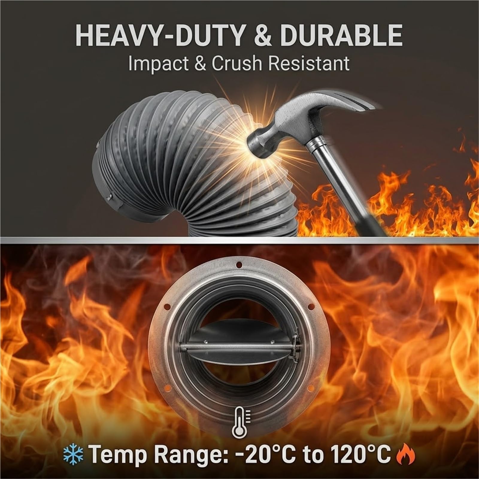 Brazo Extractor Humos De Soldadura POM, Tubo Escape Flexible Ignífugo | Soporte Autónomo 360°, Válvula Integrada Para Flujo Aire, Soporta Calor -20°C A 120°C, Tubo Con Juntas(L/1m,Id(A)/110mm)
