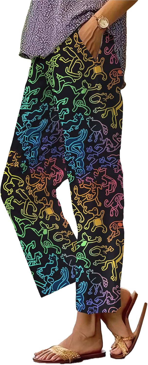 Resort Pants for Women Oversized Casual Wide Leg Soft 2025 Summer Elastic Waist Festival Lightweight Harem Trouser