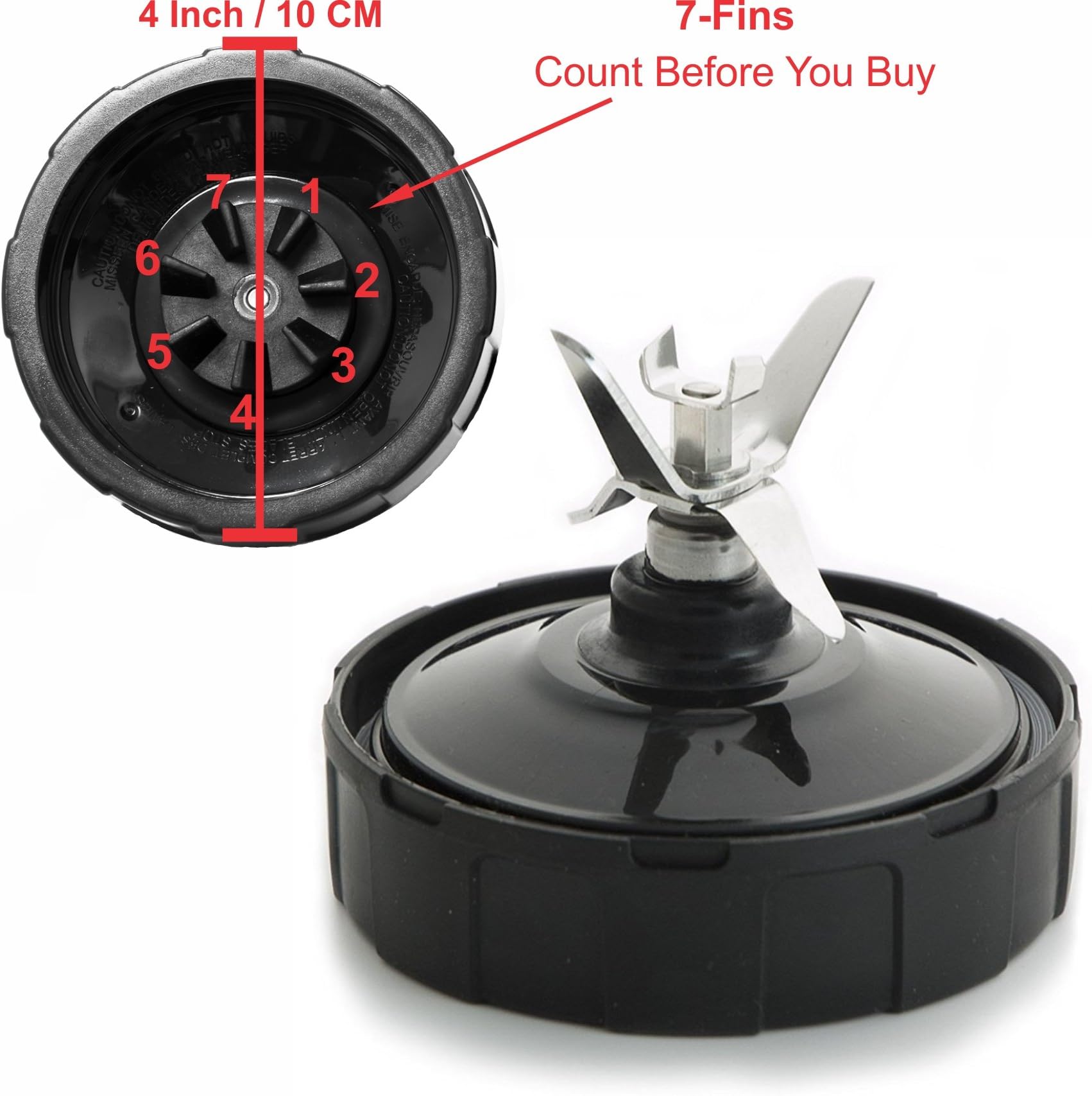 NutriGear Compatible/Replacement 7-fin blade assembly -fits Auto iQ BL482 BL642 NN102 BL682 BL2013 Nutri Ninja Blenders (1)