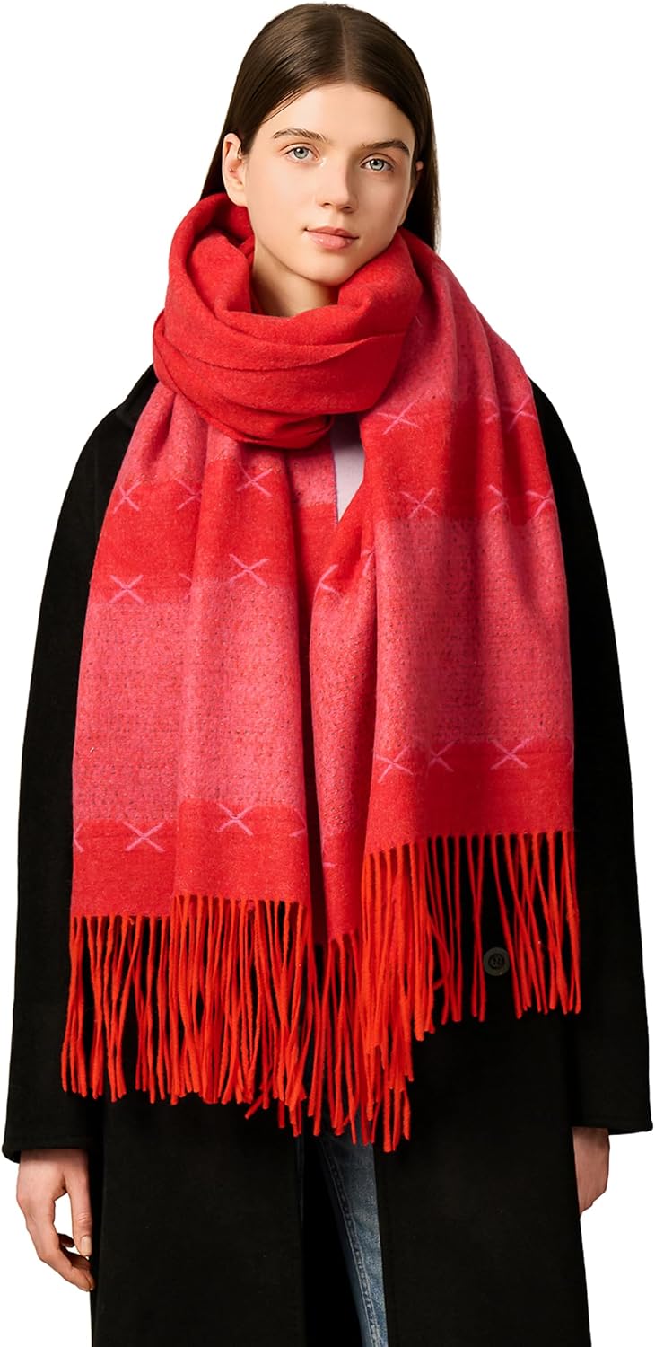 90% Lamb Wool Scarf, Oversized Tassel Shawl Wrap,Pashmina Scarf for Men and Women Fall Winter Warm Accessory image 2
